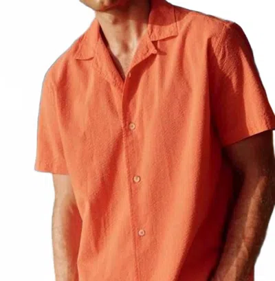 Southern Tide Sun Washed Seersucker Camp Shirt In Paprika Red In Orange