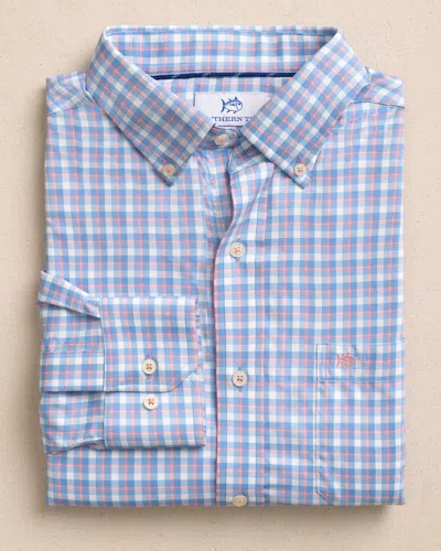 Southern Tide Sunset Harbor Brrr°® Intercoastal Sport Shirt In Sunkist Coral