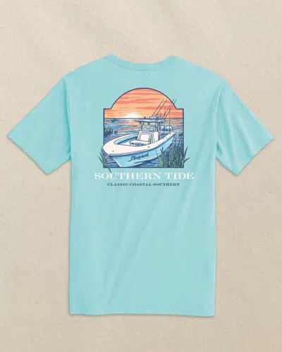 Southern Tide Sunset Skipjack Boat Short Sleeve T-shirt In Shore Blue