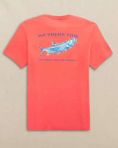 Southern Tide Tarpon Southern Coastal Fishing Short Sleeve T-shirt In Sunset Coral