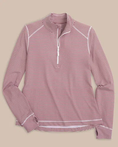 Southern Tide Team Colors Runaround Quarter Zip Pullover In Chianti