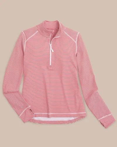 Southern Tide Team Colors Runaround Quarter Zip Pullover In Varsity Red