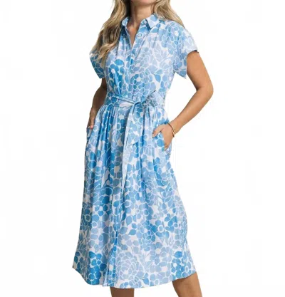 Southern Tide Tinley Printed Belted Midi Shirtdress In Ocean Channel In Blue