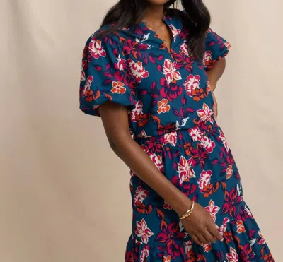 Southern Tide Tinsley Aster Bouquet Top In Teal Haze In Blue