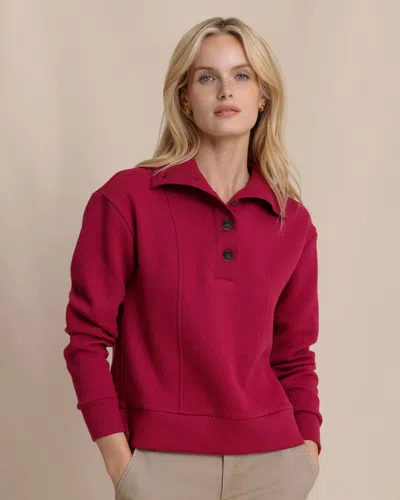 Southern Tide Tonya Button Mock Pullover In Carolina Plum