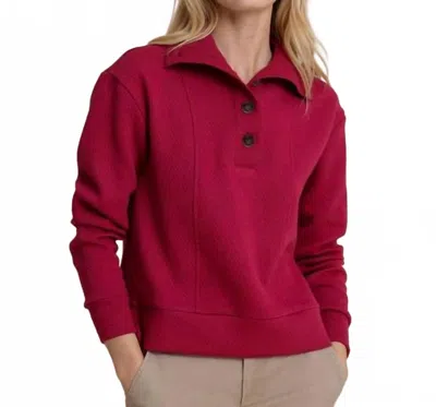 Southern Tide Tonya Button Mock Pullover In Carolina Plum In Red