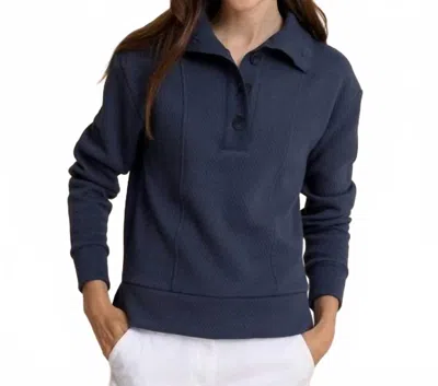 Southern Tide Tonya Button Mock Pullover In Dress Blue