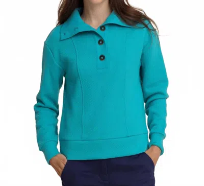 Southern Tide Tonya Button Mock Pullover In Spruce Shade In Green
