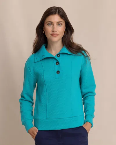 Southern Tide Tonya Button Mock Pullover In Spruce Shade