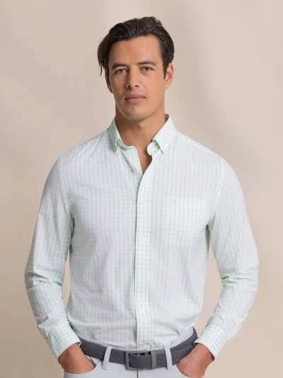 Southern Tide Tradewind Tattersall Coastal Breeze Sport Shirt In Green Ash In White