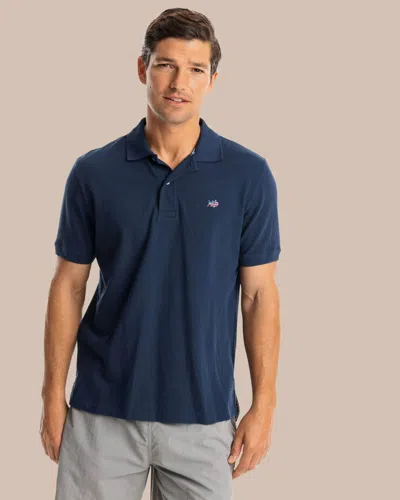 Southern Tide Usa Flag Skipjack Polo In Navy