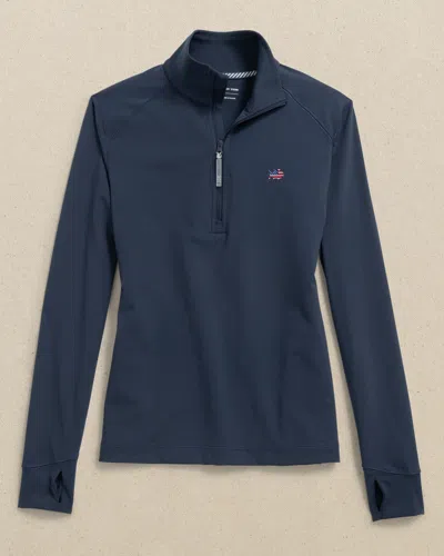 Southern Tide Usa Flag Skipjack Women's Runaround Quarter Zip In Dress Blue
