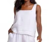 Southern Tide Verity Linen Square Neck Tank In Classic White In White