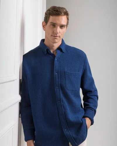 Southern Tide Waffle Weave Sport Shirt In Dark Blue
