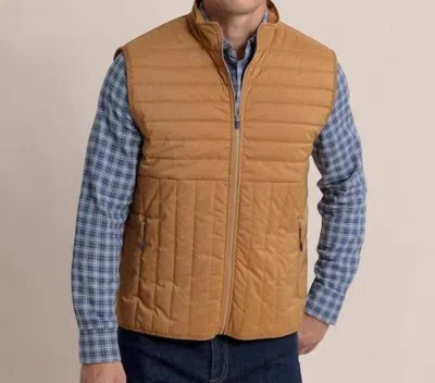 Southern Tide Whitemarsh Packable Quilted Vest In Hazelnut Khaki In Brown