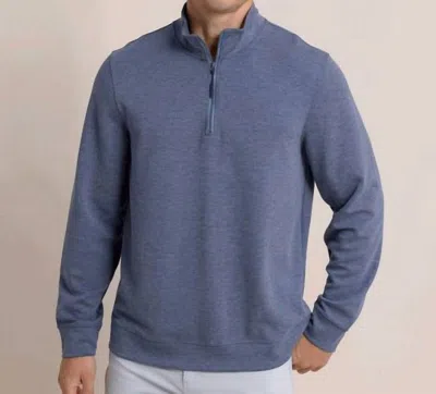 Southern Tide Whyche Interlock Heather Quarter Zip In Dress Blue