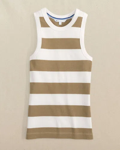 Southern Tide Women's Ryan Striped Rib Tank In Travertine In Brown