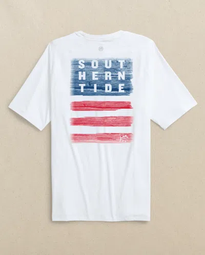 Southern Tide Wooden Flag Brrr°®-illiant Short Sleeve Performance T-shirt In Classic White