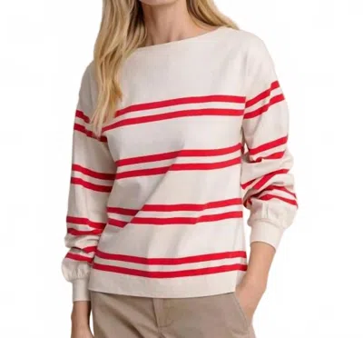 Southern Tide Zayla Stripe Top In Sand White In Neutral