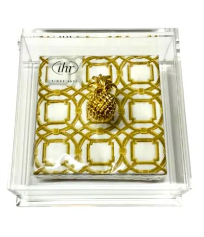 Southern Tribute Gifts Pineapple Cocktail Napkin Box In Clear In Gold