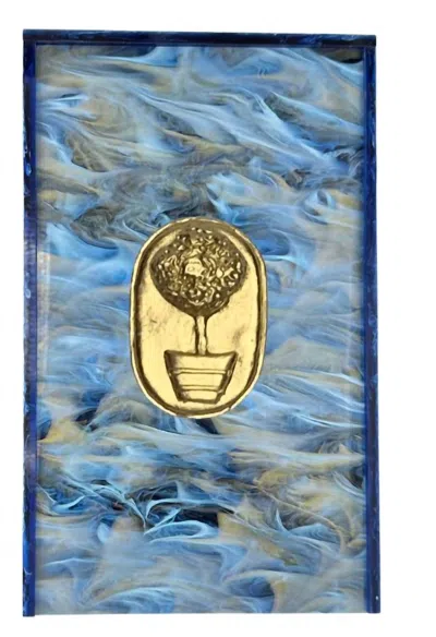 Southern Tribute Gifts Topiary Guest Towel Box In Blue Lapis