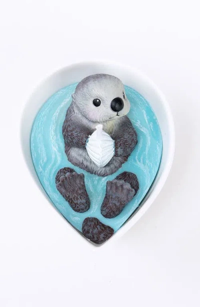Southlake Gifts Cute Sea Otter Baby Scented Candle In Light Grey/blue