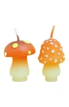 Southlake Gifts Mini Mushroom Candle Set In Red/orange