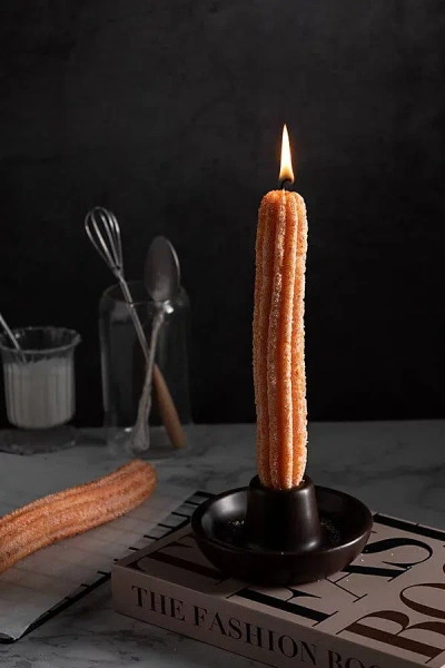 Southlake Gifts Sweet Churros Candle Set With Ceramic Holder In Orange/brown At Urban Outfitters In Black
