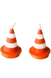 Southlake Gifts Traffic Cone Candles In Orange/white Striped
