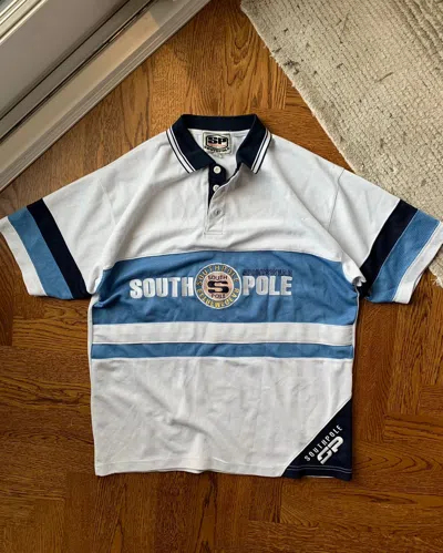 Pre-owned Southpole X Vintage 90's Southpole Oversized Polo Y2k Vintage Jersey Hiphop Fubu In White