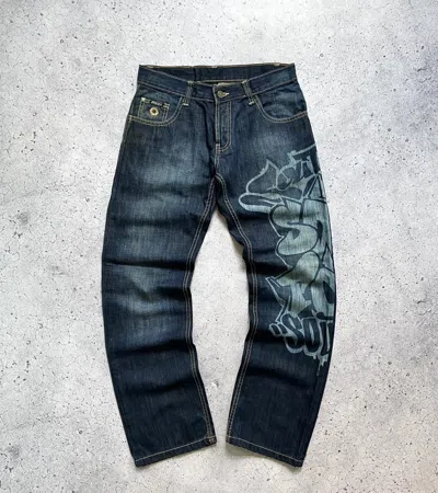 Pre-owned Southpole X Vintage Southpole Vintage Graffiti Faded Jeans Rap Denim Pants Y2k In Denim Blue