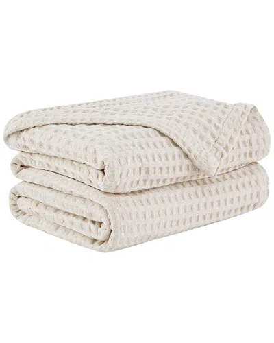 Southshore Fine Linens 100% Cotton Waffle Weave Blanket In Brown