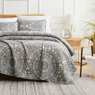 Southshore Fine Linens Ashanti Oversized Easy Care Lightweight Quilt Set By  In Gray
