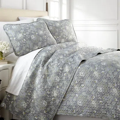 Southshore Fine Linens Boho Paisley Collection Infinite Blossom Microfiber Quilt Set In Blue