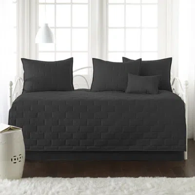 Southshore Fine Linens Brickyard 6-piece Daybed Quilt Set With Shams And Bed Skirt In Black