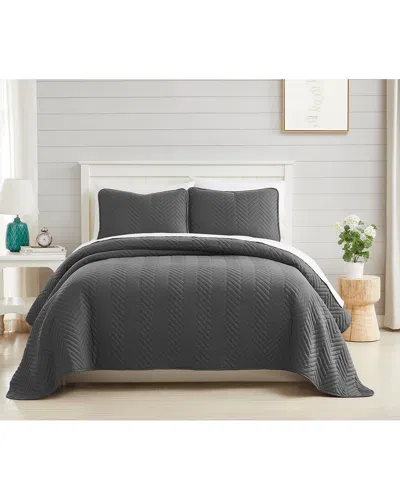 Southshore Fine Linens Chevron 2pc Quilt And Sham Set In Grey
