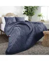 Southshore Fine Linens Chevron Clipped Jacquard Comforter Set In Dark Blue