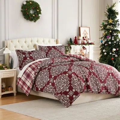 Southshore Fine Linens Christmas Carol Oversized Reversible Holiday Bedding Duvet Cover Set With Shams In Multi