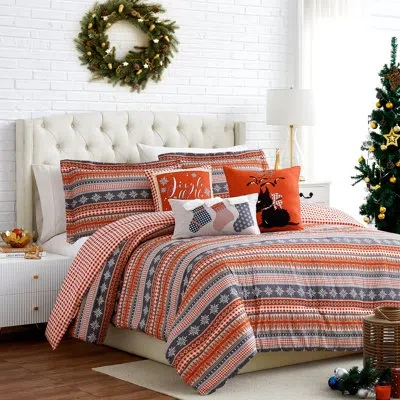 Southshore Fine Linens Cozy Cottage Red/pink/blue Microfiber Reversible Comforter Set In Multi