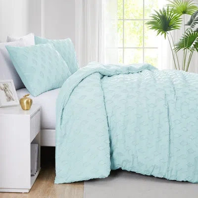 Southshore Fine Linens Delta Collection Clipped Jacquard Duvet Cover Set By  In Blue