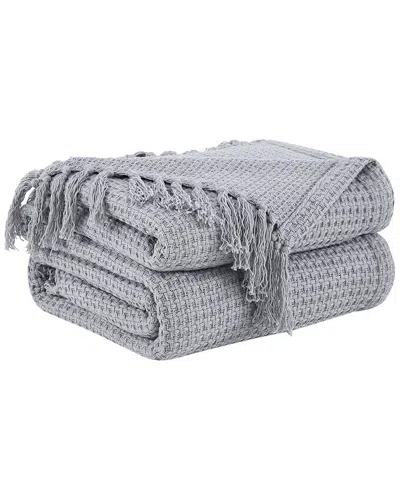 Southshore Fine Linens Ashmore 100% Cotton Blanket In Grey