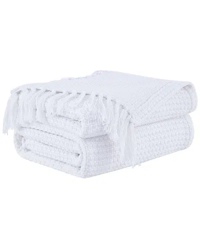 Southshore Fine Linens Ashmore 100% Cotton Blanket In White