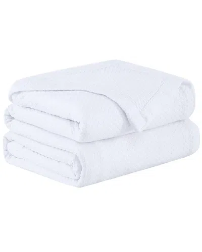 Southshore Fine Linens Milton 100% Cotton Blanket In White