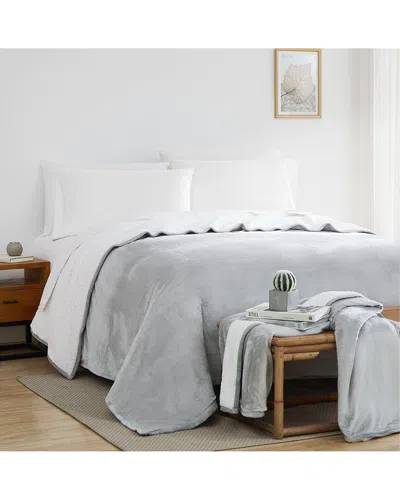Southshore Fine Linens Ultra-soft Reversible Sherpa Fleece Blanket In Grey