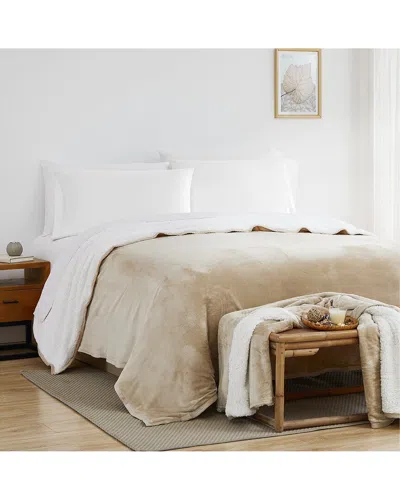 Southshore Fine Linens Ultra-soft Reversible Sherpa Fleece Blanket In Sand