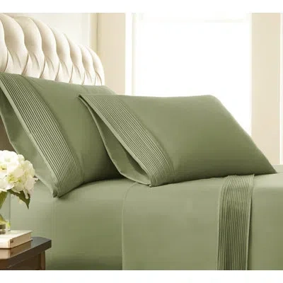 Southshore Fine Linens Eldon Microfiber Pleated Hem Two Pillowcases By  In Sage