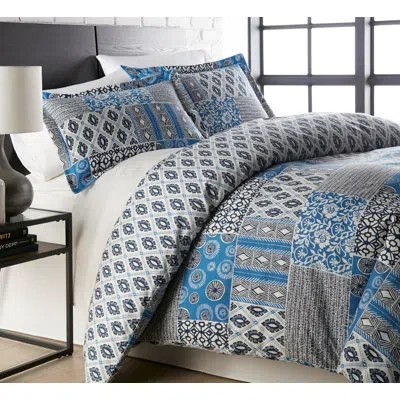 Southshore Fine Linens Global Patch Reversible Oversized Comforter Set By  In Blue