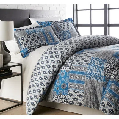 Southshore Fine Linens Global Patchwork Collection Microfiber Reversible Duvet Cover Set In Multi