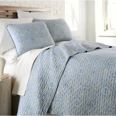 Southshore Fine Linens Grace Dark Blue Microfiber Quilt Set In Multi
