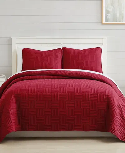 Southshore Fine Linens Grid 2 Piece Quilt Set, Twin In Red